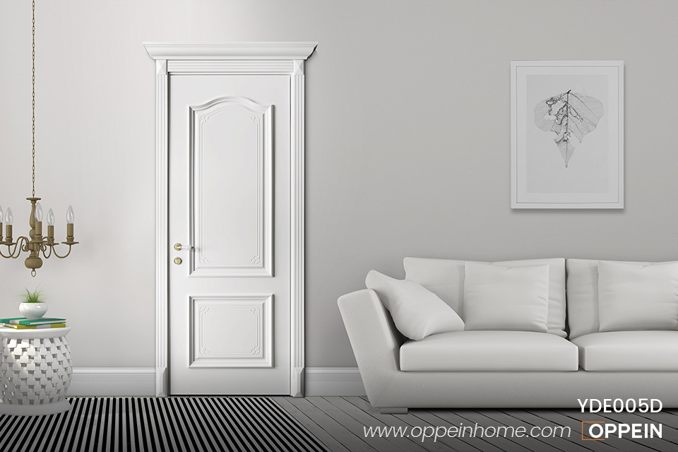 White Lacquer European Wooden Interior Door YDE005D