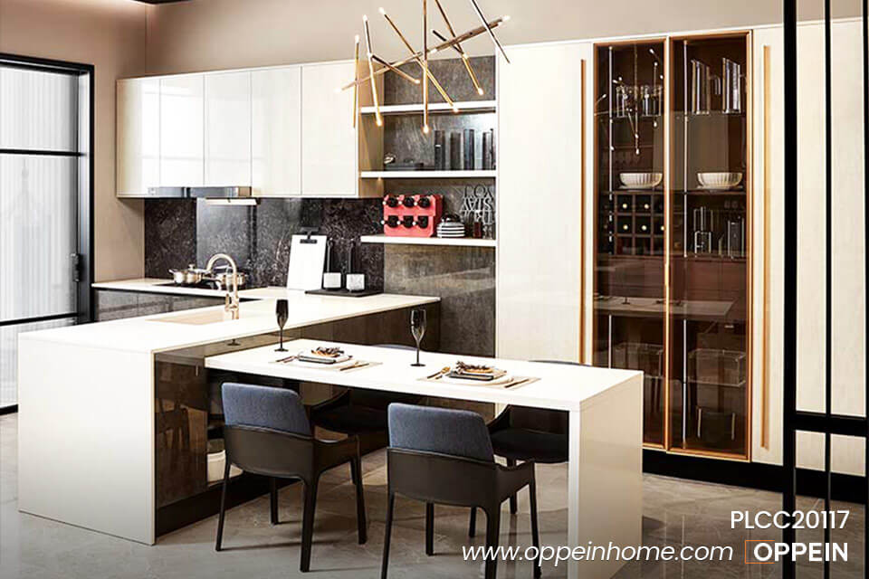 High Gloss White Lacquer Kitchen Cabinet PLCC20117