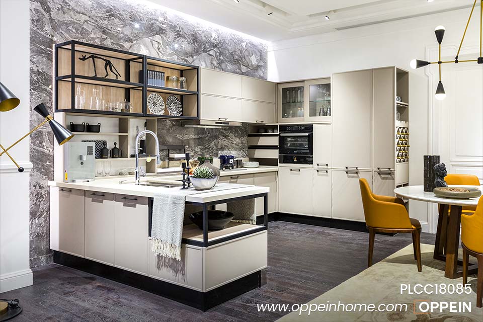 Industrial Style PVC U Shaped Kitchen Cabinets PLCC18085