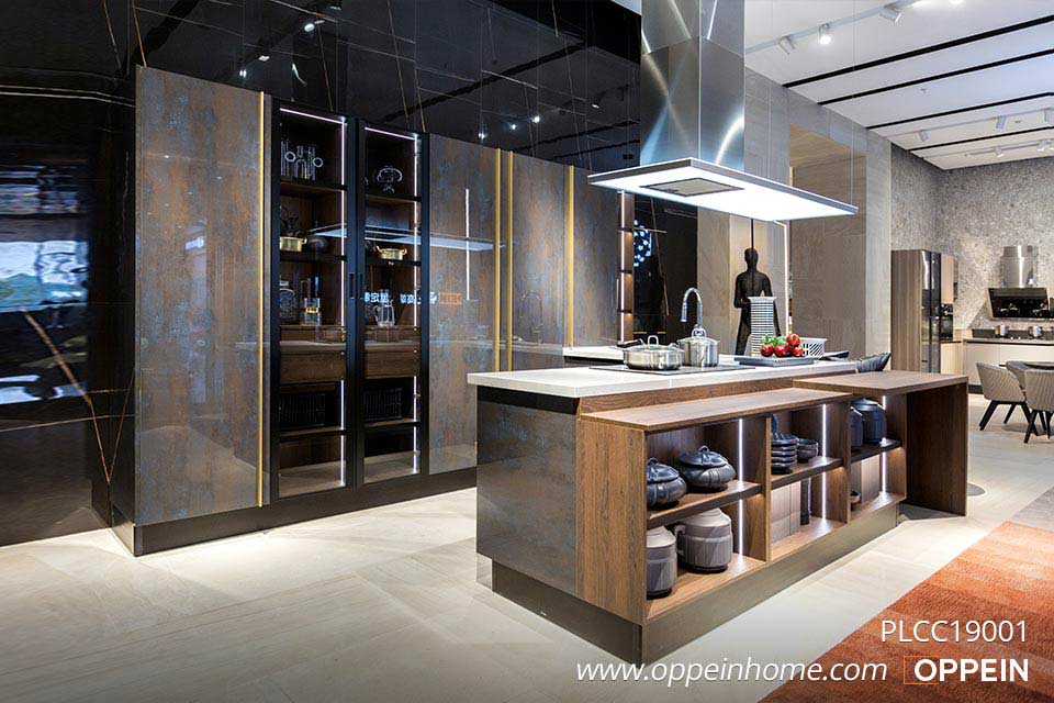 Industrial Style Open Melamine Kithen With Island PLCC19001