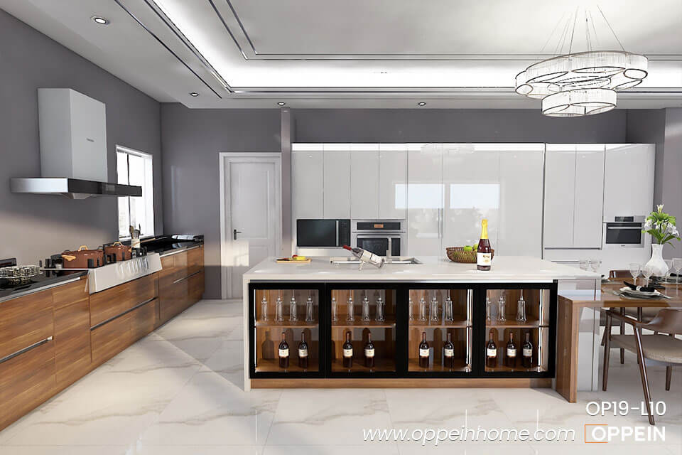 Large White Glamour Lacquer Kitchen OP19-L10
