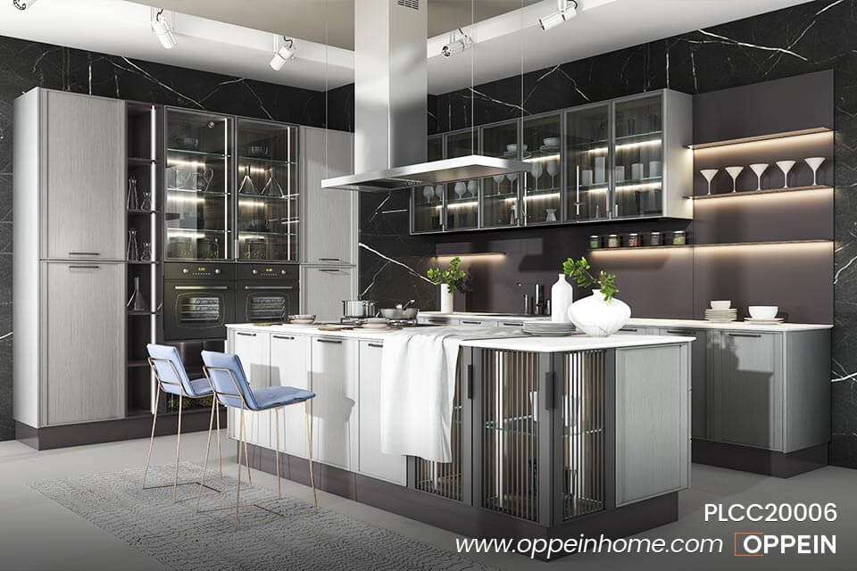 High-end Contemporary Solid Wood & Lacquer Kitchen Cabinet PLCC20006