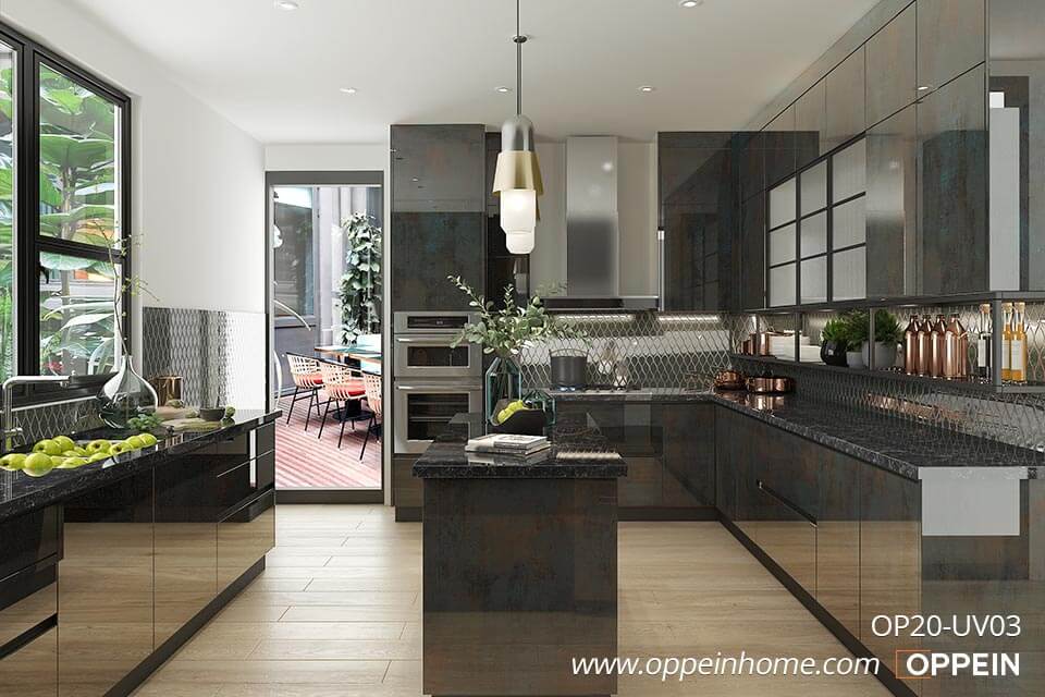 High-end Modern Kitchen Cabinet in UV Lacquer Finish OP20-UV03