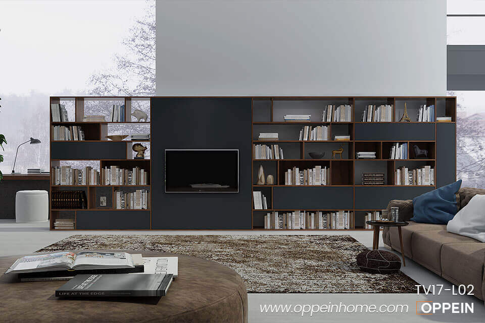 Modern Large TV Stand with Bookshelves Wall Unit TV17-L02