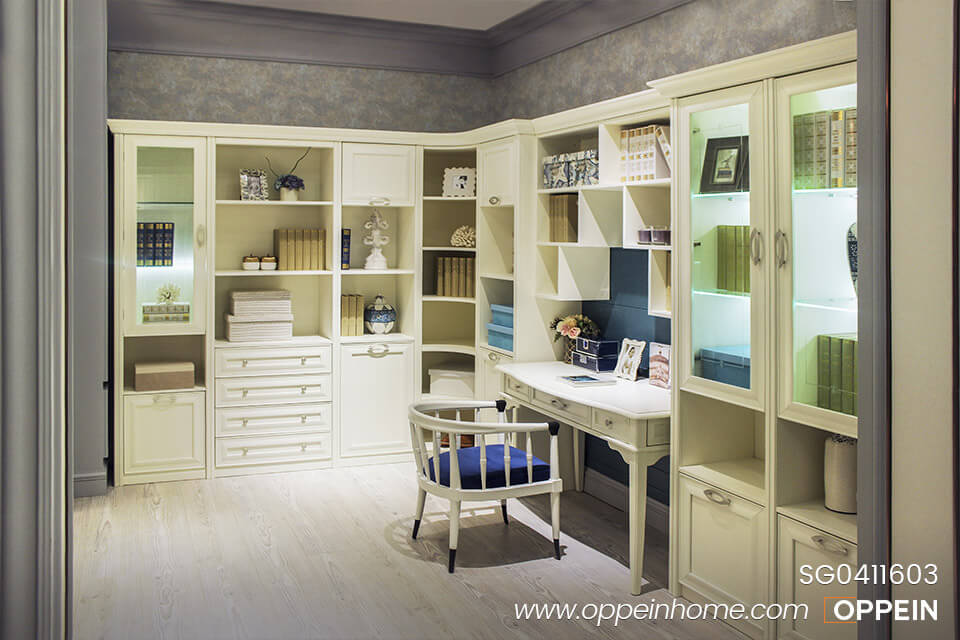 Beige Lacquer L-Shaped Desks Home Office  SG0411603