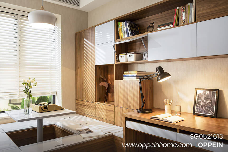 White and Wood Grain Bookcase with Useful Storage SG0521613