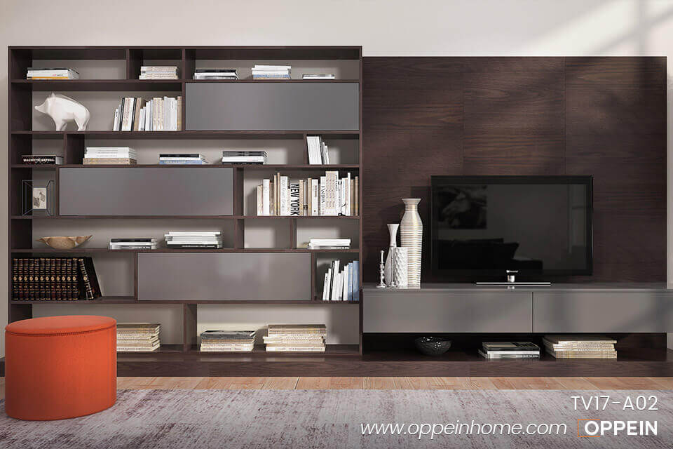 Contemporary Design Dark Wood TV Bookcase TV17-A02