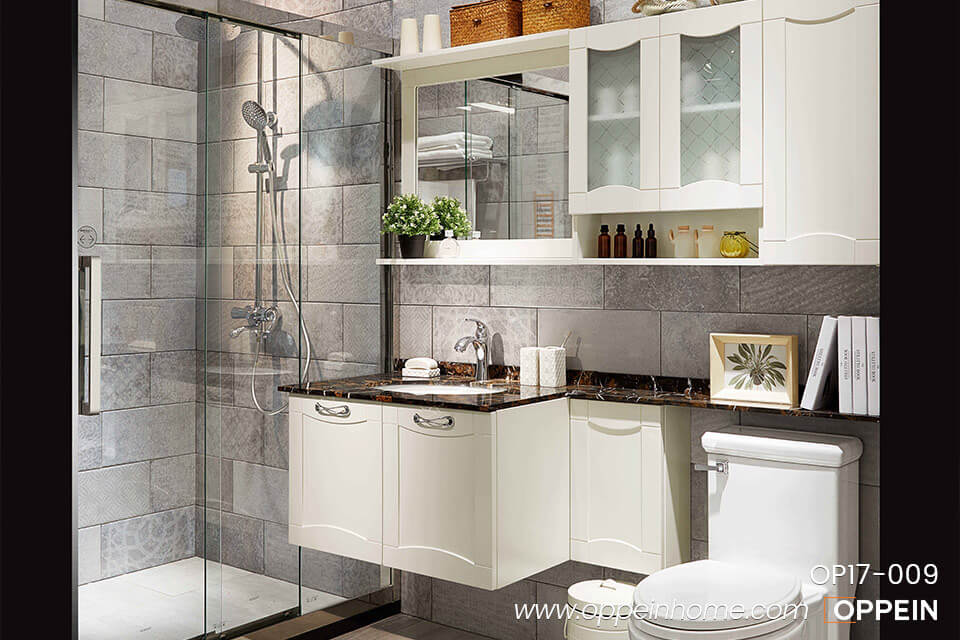 Beige Lacquer Bathroom Cabinet OP17-009