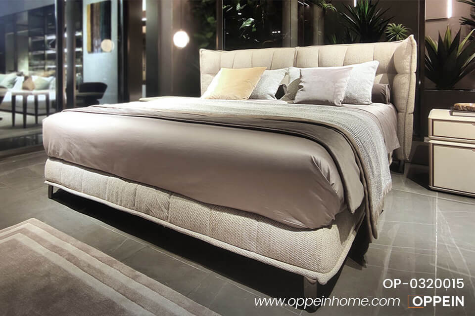 Modern Fabric Queen Bed with Fabric Headboard OP-0320015
