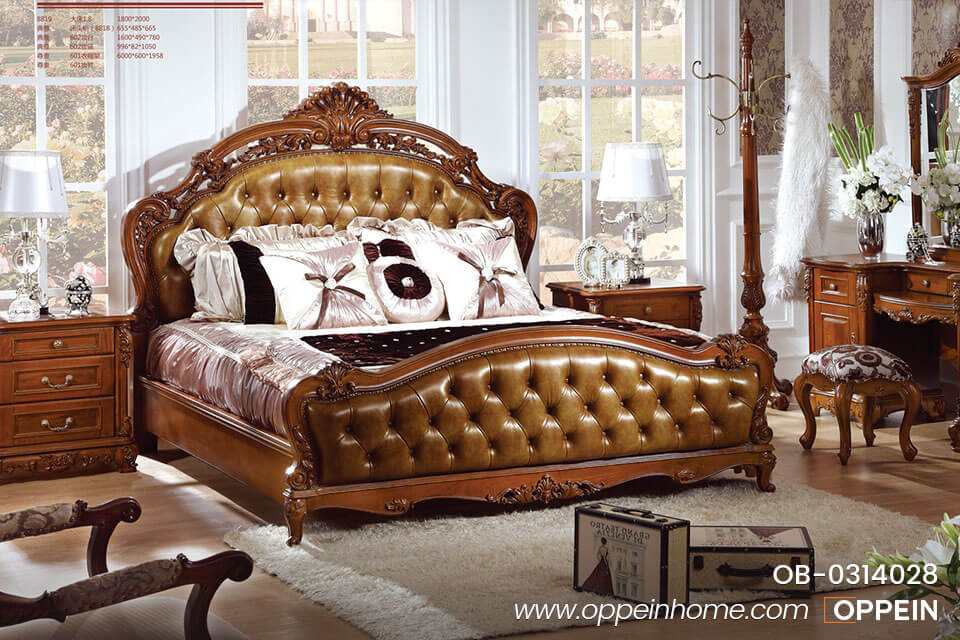 Luxury Traditional Bed With Solid Wood Frame OB-0314028
