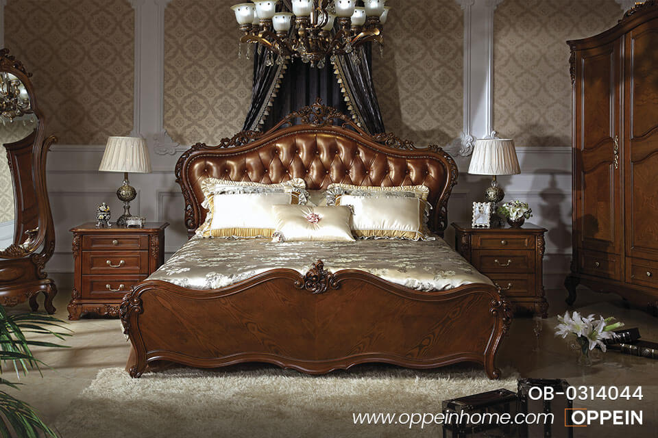Luxury Traditional  Bed With Solid Wood Headboard OB-0314044