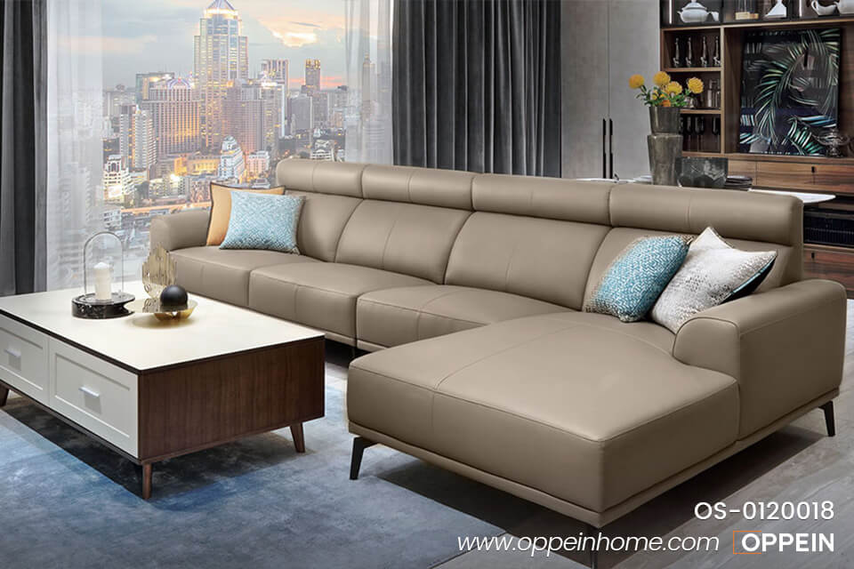 Brown Leather Chaise Longue Sofa OS-0120018