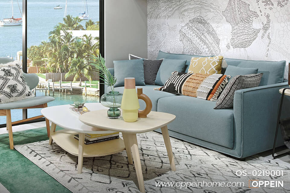 Green Fabric Sofa With Solid Wood Frame OS-0219001