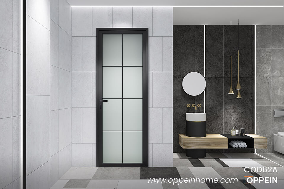 Aluminum Toughened Glass Interior Bathroom Door COD62A