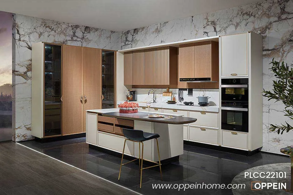 New Chinese Style Kitchen Cabinet with Island for Sale - DEWROMA