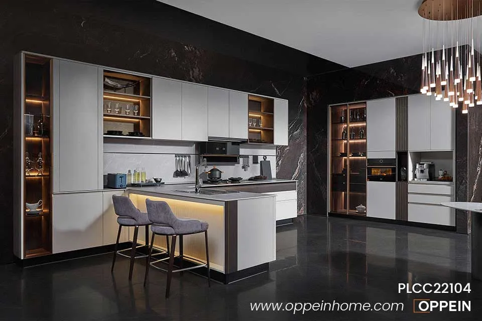 Custom L-shaped Modern Kitchen Cupboard - ANNE