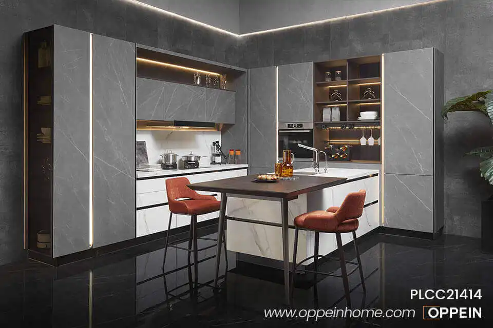 Modern Grey Kitchen Cabinet Sintered Surface PLCC21414
