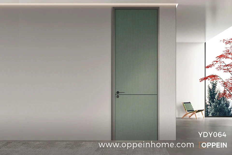 Modern Green Bedroom Interior Door with Grey Frame - YDY064