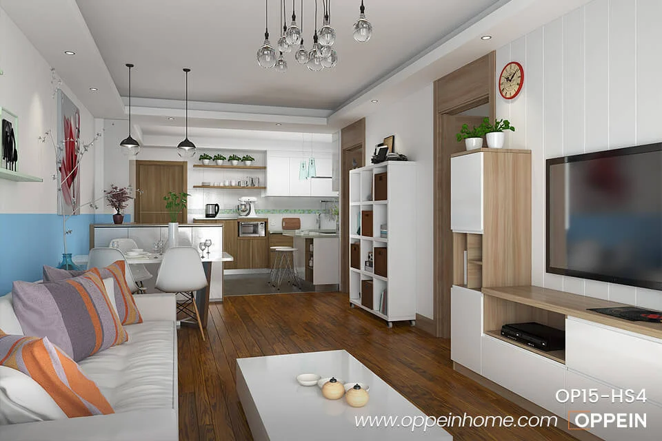 Apartment with White and Wood Grain House Furniture OP15-HS4