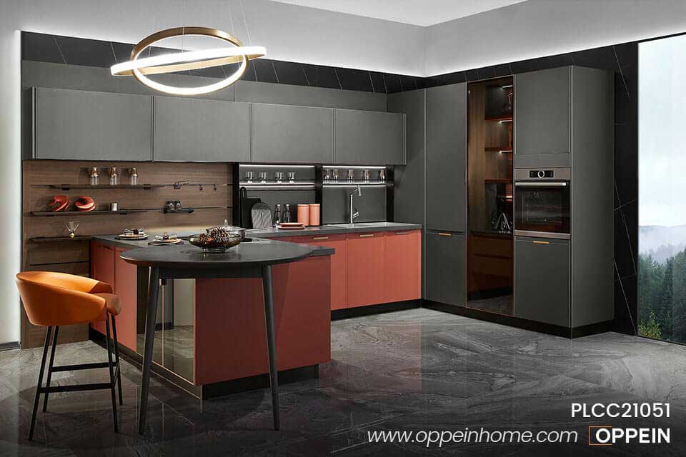 U-shaped Lacquer Kitchen Cabinet PLCC21051