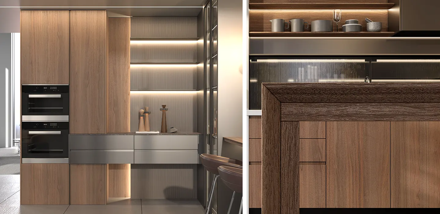 modern-walnut-veneer-and-grey-german-kitchen-cabinet-details modern-walnut-veneer-and-grey-german-kitchen-cabinet-details