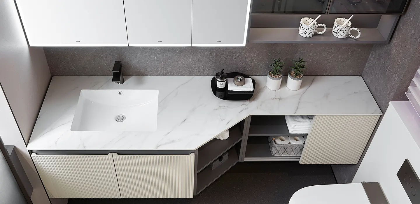 modern-beige-fluted-bathroom-vanity-with-white-countertop modern-beige-fluted-bathroom-vanity-with-white-countertop