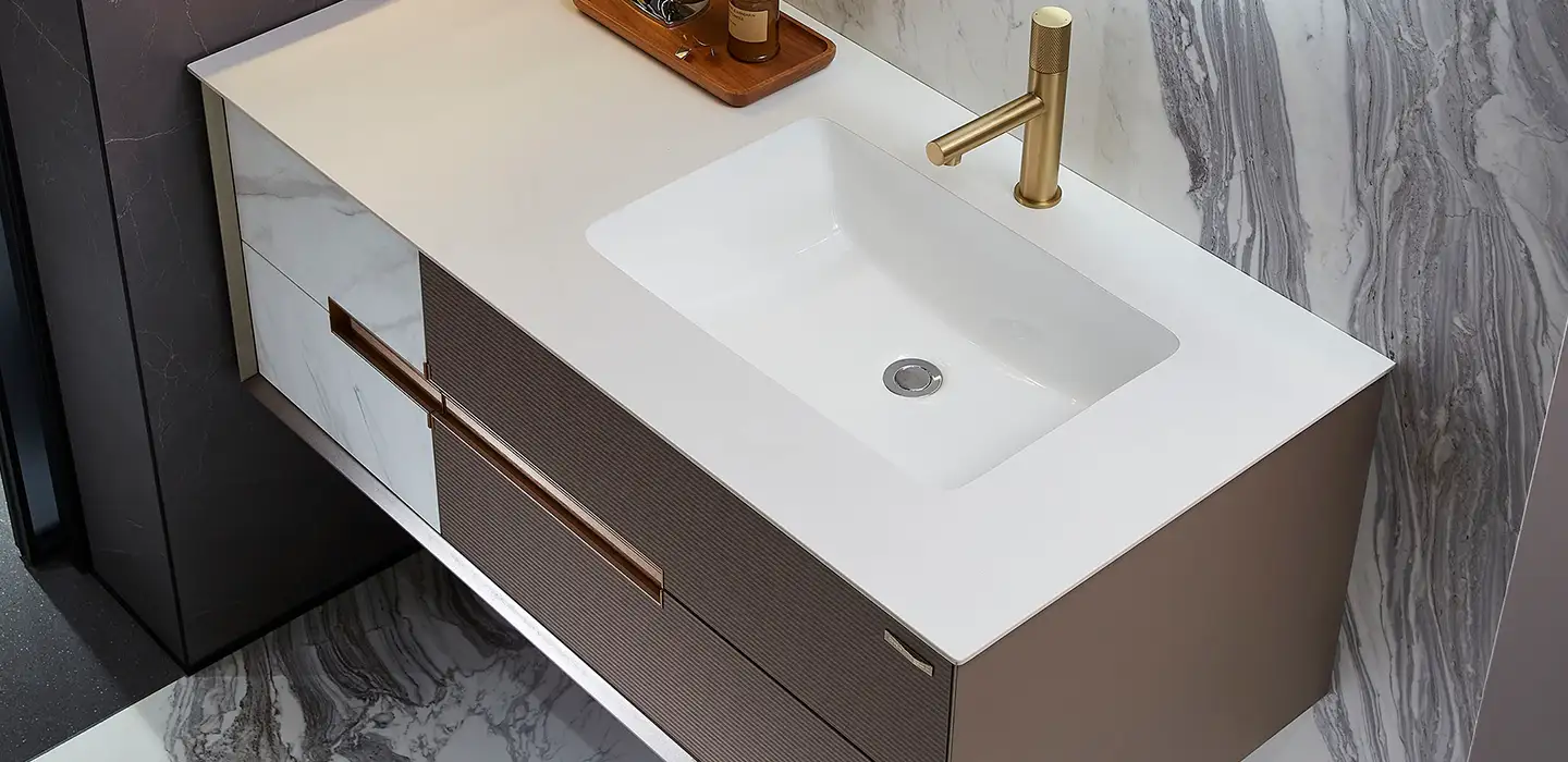 modern-brown-and-white-bathroom-vanity-with-gold-hardware modern-brown-and-white-bathroom-vanity-with-gold-hardware