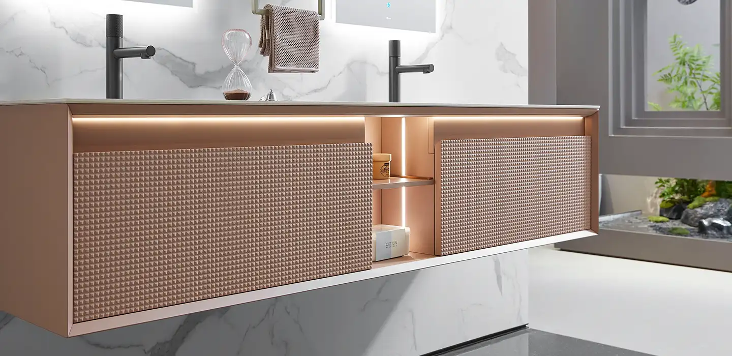modern-wall-hung-finger-pull-pink-double-bathroom-vanity modern-wall-hung-finger-pull-pink-double-bathroom-vanity