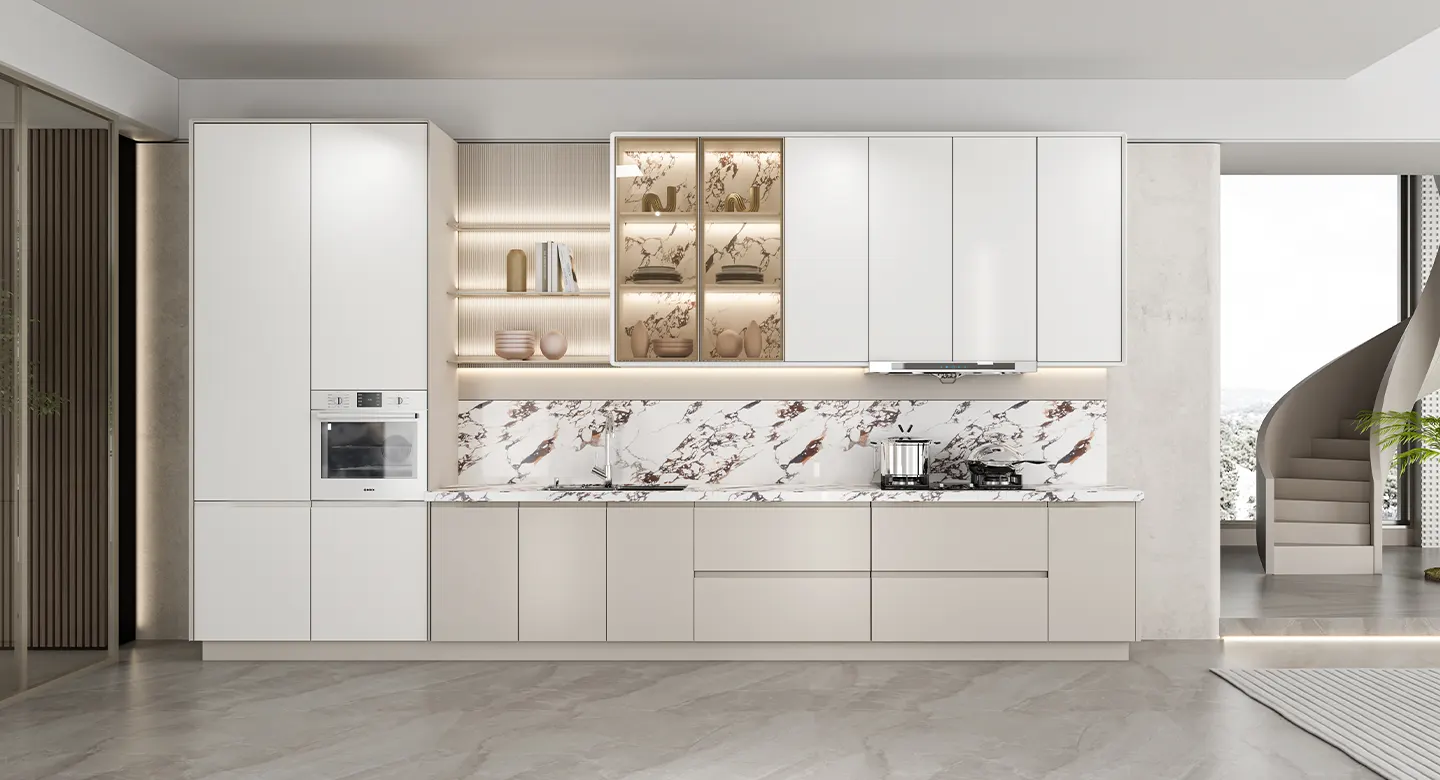 grey-and-cream-one-wall-fitted-kitchen-cabinets-in-modern-minimalist-style