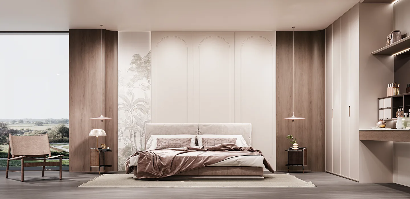 walnut-and-white-full-house-furniture-in-retro-maillard-style-bedroom-design walnut-and-white-full-house-furniture-in-retro-maillard-style-bedroom-design