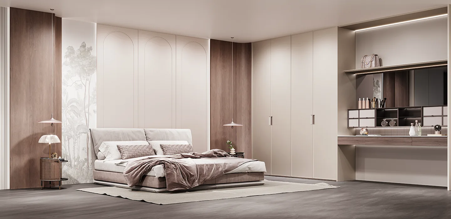 walnut-and-white-full-house-furniture-in-retro-maillard-style-bedroom-wardrobe walnut-and-white-full-house-furniture-in-retro-maillard-style-bedroom-wardrobe