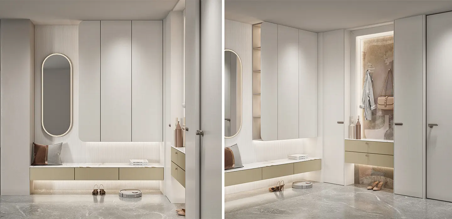 modern-minimalist-white-and-yellow-entry-cabinets